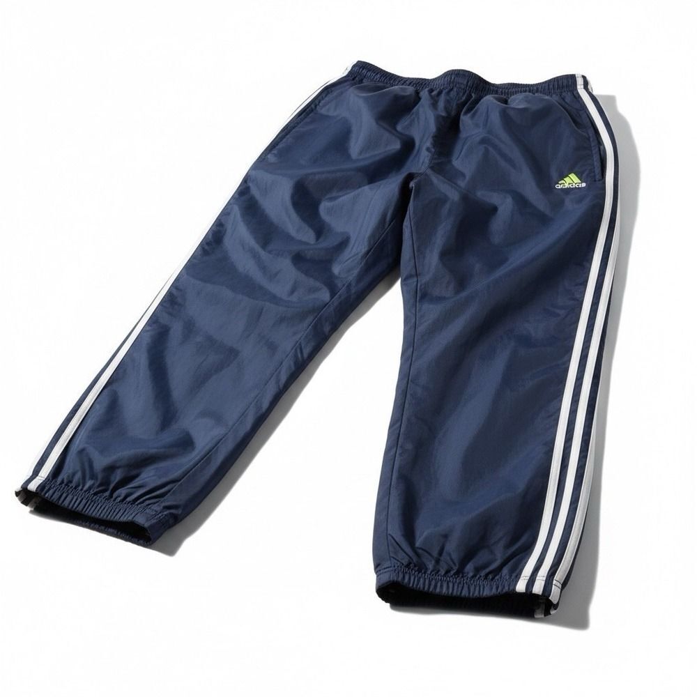 Vintage Adidas Track Pants Size Medium Blue Mesh Lined White Striped Y2K 90s
